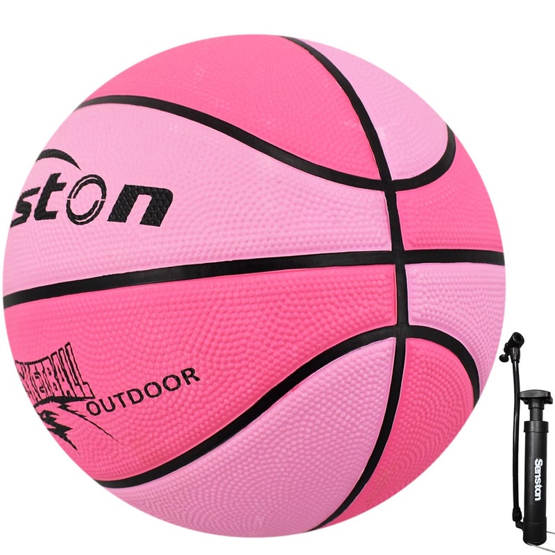 Senston Basketball Balls Size 3/5/6/7 Basketballs Indoor Outdoor 27.5/29.5 inch Basketball (Pink, 27.5''/Size 5) - Image 1