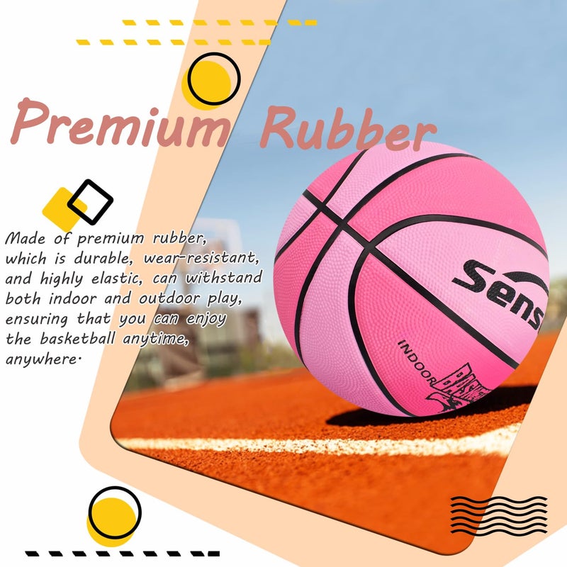 Senston Basketball Balls Size 3/5/6/7 Basketballs Indoor Outdoor 27.5/29.5 inch Basketball (Pink, 27.5''/Size 5) - Image 3