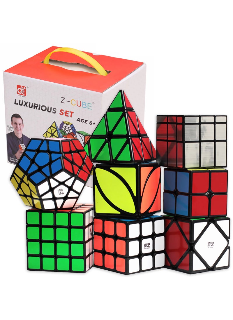 EYSOO EYSOO Speed Cubes Set 8 Pack Rubiks Cube 2x2 3x3 Magic Cubes Smooth Turning Speed Cubes Pyramid Megaminx Cube Magic Cube Toys Brain Teaser Puzzle with Gift Box  - Image 1