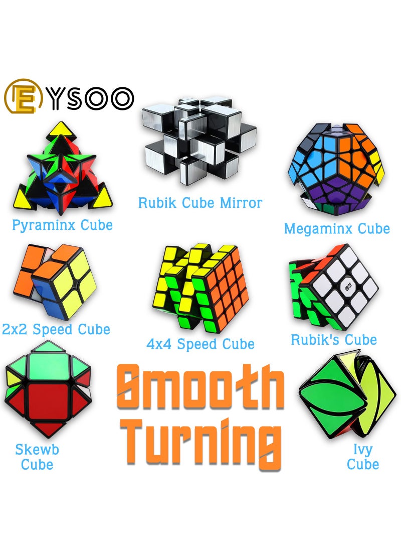 EYSOO EYSOO Speed Cubes Set 8 Pack Rubiks Cube 2x2 3x3 Magic Cubes Smooth Turning Speed Cubes Pyramid Megaminx Cube Magic Cube Toys Brain Teaser Puzzle with Gift Box  - Image 3
