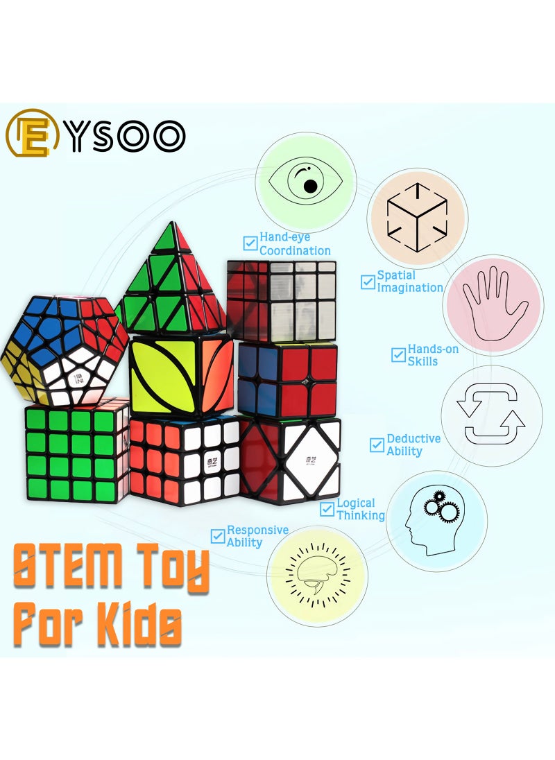 EYSOO EYSOO Speed Cubes Set 8 Pack Rubiks Cube 2x2 3x3 Magic Cubes Smooth Turning Speed Cubes Pyramid Megaminx Cube Magic Cube Toys Brain Teaser Puzzle with Gift Box  - Image 4