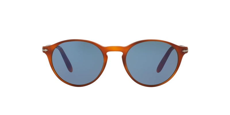 Persol Unisex PO3092SM Round Sunglasses, Terra Di Siena/Light Blue, 50 mm - Image 1