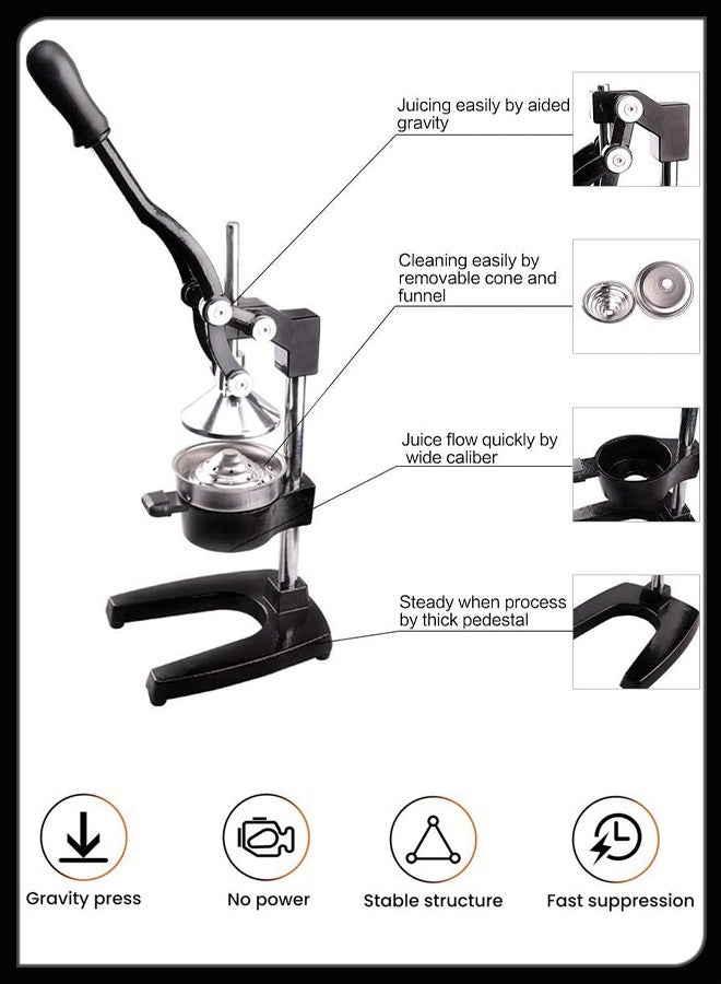 Toshionics عصارة فواكه معدنية يدوية احترافية لعصر الليمون والليمون الحامض والبرتقال والرمان والجريب فروت - آلة عصر صحية طازجة بدون بذور للاستخدام التجاري والمنزلي - Image 3