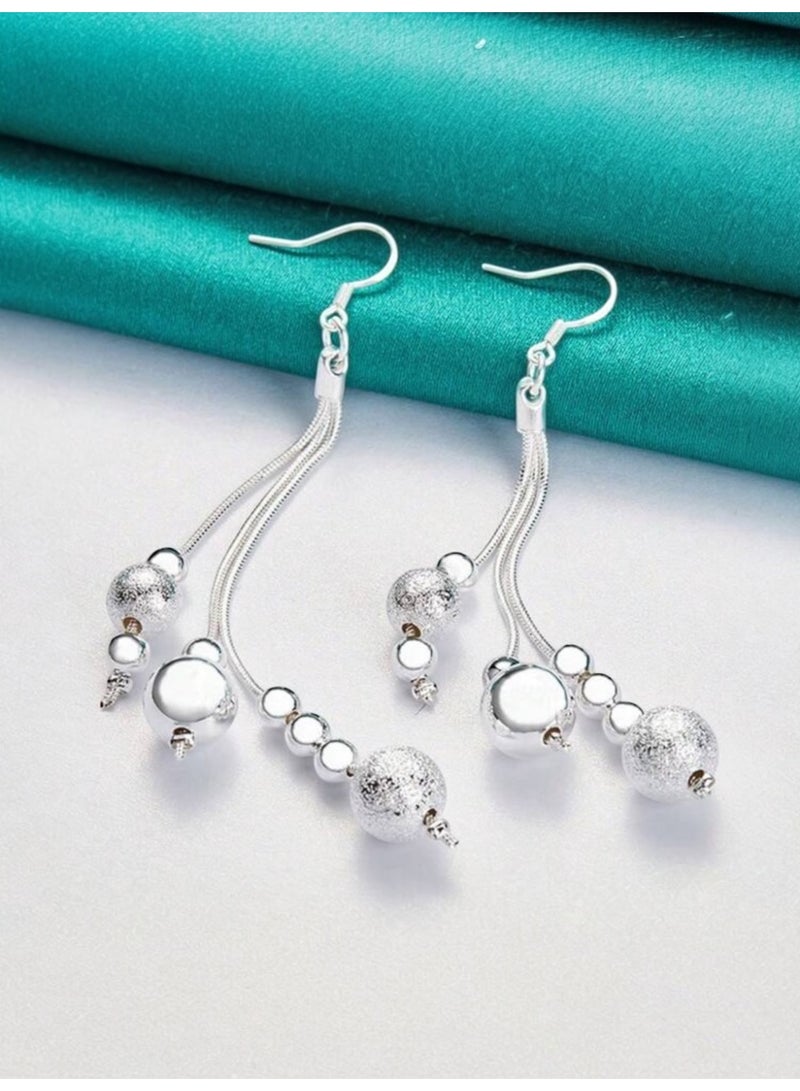 Dangle Charms Elegant Silver Plated Earrings For Women - Image 4