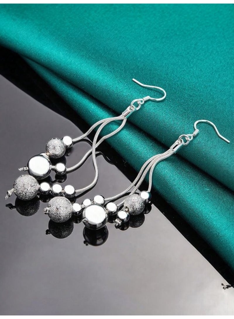 Dangle Charms Elegant Silver Plated Earrings For Women - Image 1