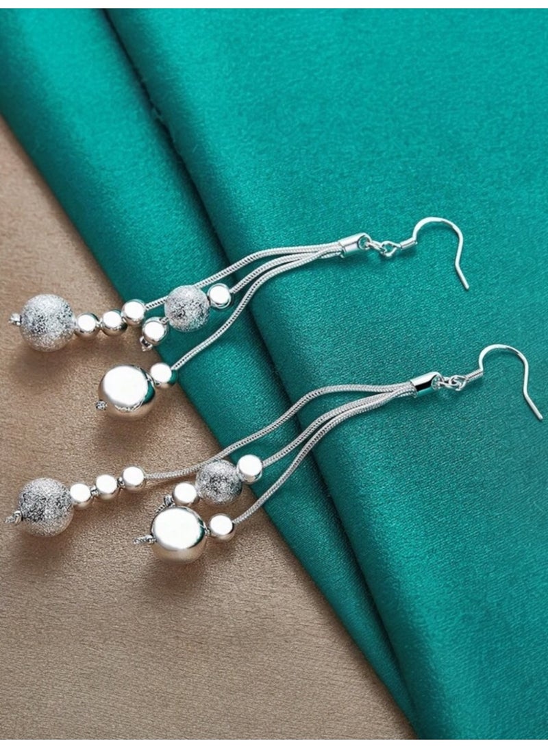 Dangle Charms Elegant Silver Plated Earrings For Women - Image 2