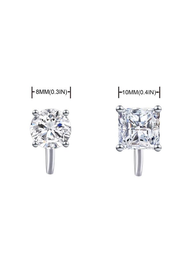 YOQUCOL 2 Pairs Clip On Earrings 8MM Cubic Zirconia Crystal Non Pierced Clip On Stud Earrings For Women - Image 2