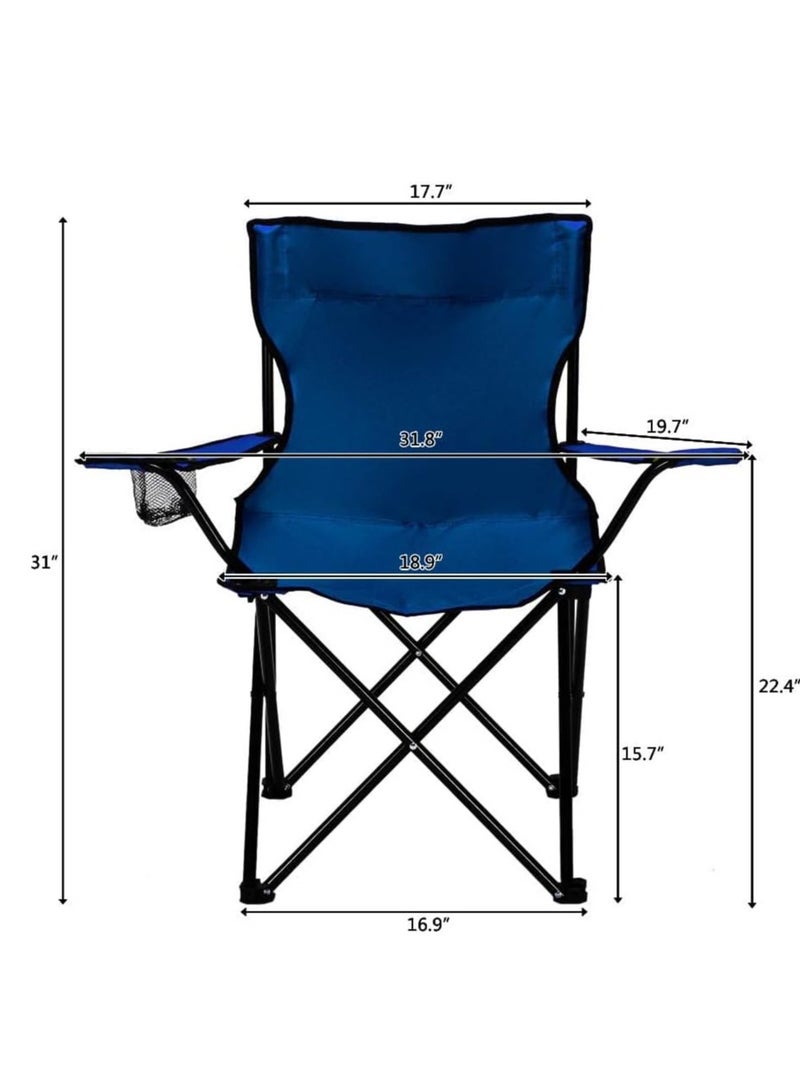Rubik 2 Pieces Camping Chair with Carry Bag for Adults, Foldable Chairs with Armrests and Cup Holder for Outdoor Camp Beach Travel Picnic Hiking BBQs Garden (Navy Blue) - Image 2