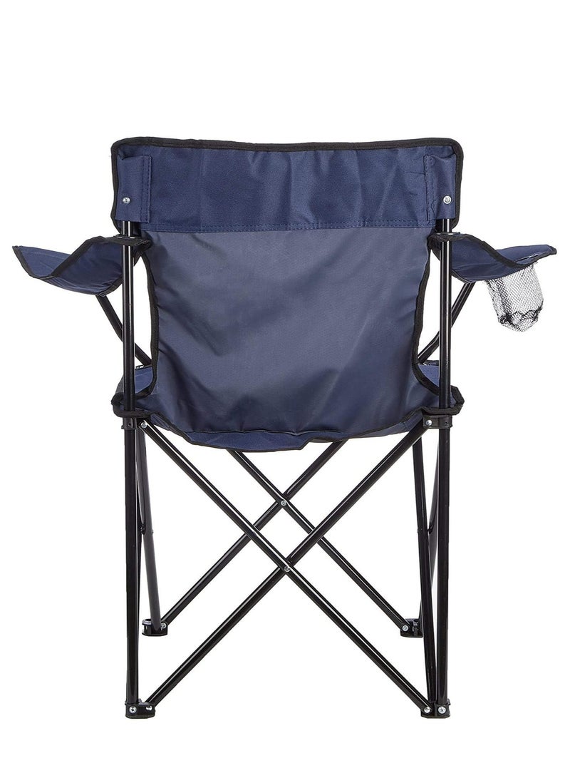Rubik 2 Pieces Camping Chair with Carry Bag for Adults, Foldable Chairs with Armrests and Cup Holder for Outdoor Camp Beach Travel Picnic Hiking BBQs Garden (Navy Blue) - Image 5