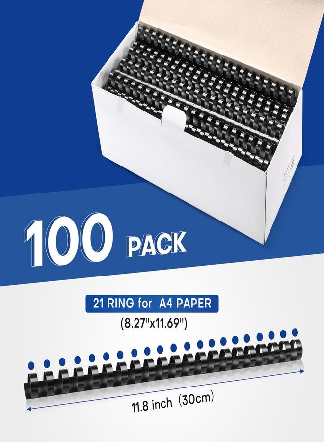 MYFULLY 100 Pack 21 Ring Plastic Comb Binding Spines | 1/2 Inch Diameter, 65 Sheet Capacity, A4, Black Binding Comb (1/2" (65 Sheet Capacity)) - Image 3