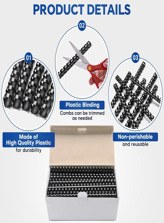 MYFULLY 100 Pack 21 Ring Plastic Comb Binding Spines | 1/2 Inch Diameter, 65 Sheet Capacity, A4, Black Binding Comb (1/2" (65 Sheet Capacity)) - Image 4