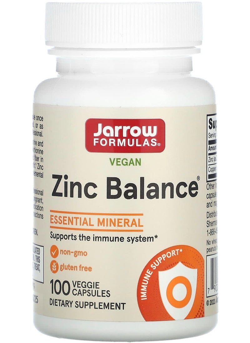 jarrow formulas Vegan Zinc Balance, 100 Veggie Capsules 