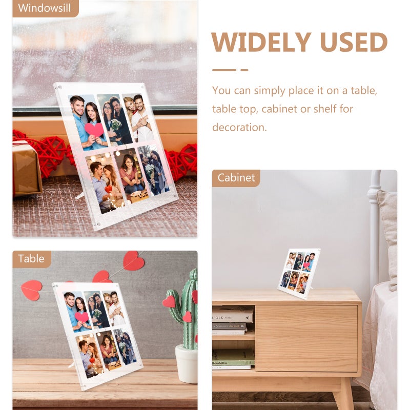 🏠 إطار صور أكريليك بسطح طاولة بستة أقسام للزينة المنزلية بلون شفاف مع قاعدة مستقرة - Image 3