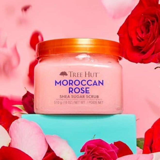 Tree Hut Moroccan Rose Shea Sugar Scrub | Exfoliating Body Scrub with Shea Butter & Natural Oils | Deep Moisturizing & Skin Softening Formula | Hydrating Sugar Scrub for Smooth Radiant Skin | 510g - Image 5