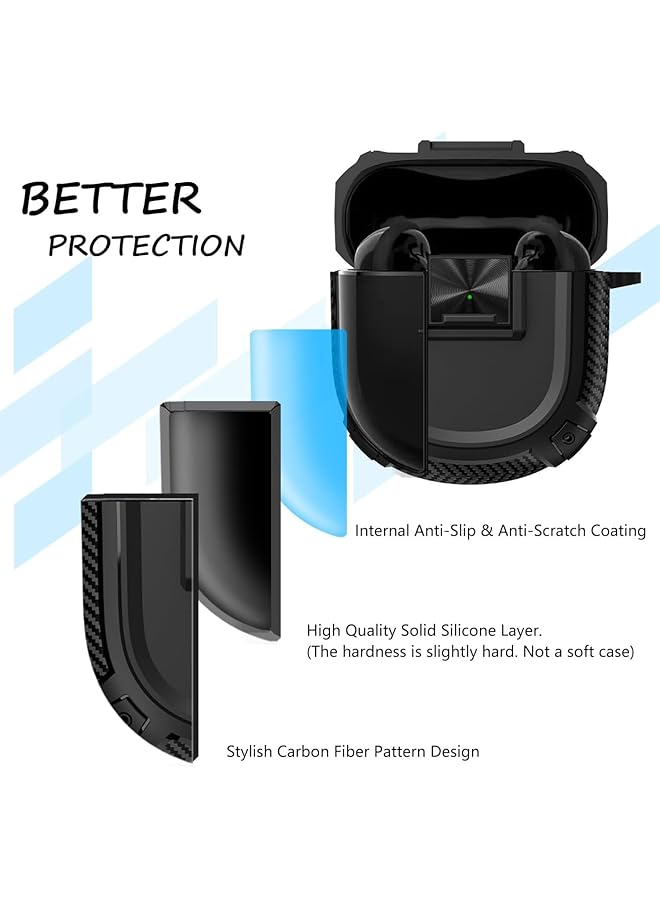 X spring Earbuds Case Cover Protective Cover For Bose Quietcomfort Earbuds Ii Case Protection With Hook Portable Scratch And Shock Proof Wireless Earbuds Cover With Safety Lock Button Design Black - Image 2