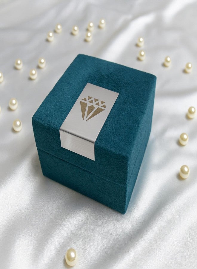 Lushure Velvet Premium Earring Box – Earring Storage Gift Box with Golden Plate Design for Weddings, Engagements & Gifting | Teal Green | Pack of 1 Pcs - Image 5