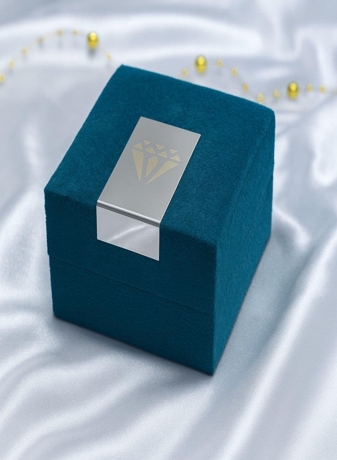 Lushure Velvet Premium Earring Box – Earring Storage Gift Box with Golden Plate Design for Weddings, Engagements & Gifting | Teal Green | Pack of 1 Pcs - Image 4
