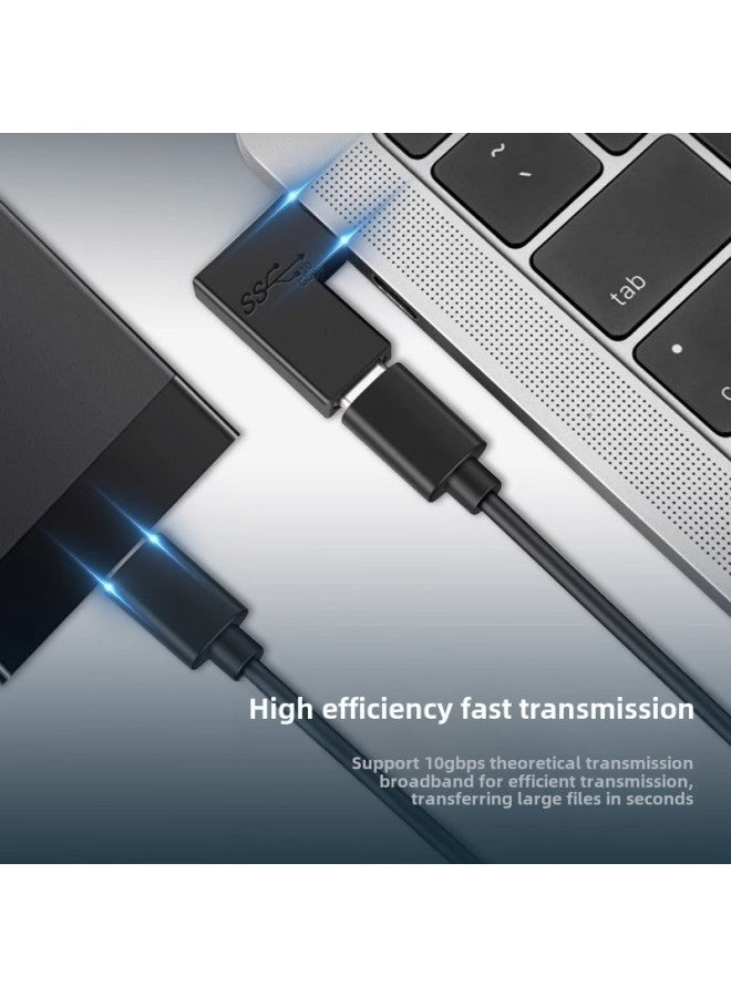 TypeC Adapter Typec Male-to-female Mobile Phone OTG Tablet PC Female-to-female Data Cable Extended 90 Degrees L-shaped-Color:Type—c Female To Type—c Male 【three-dimensional Bend】-2 Pieces - Image 2