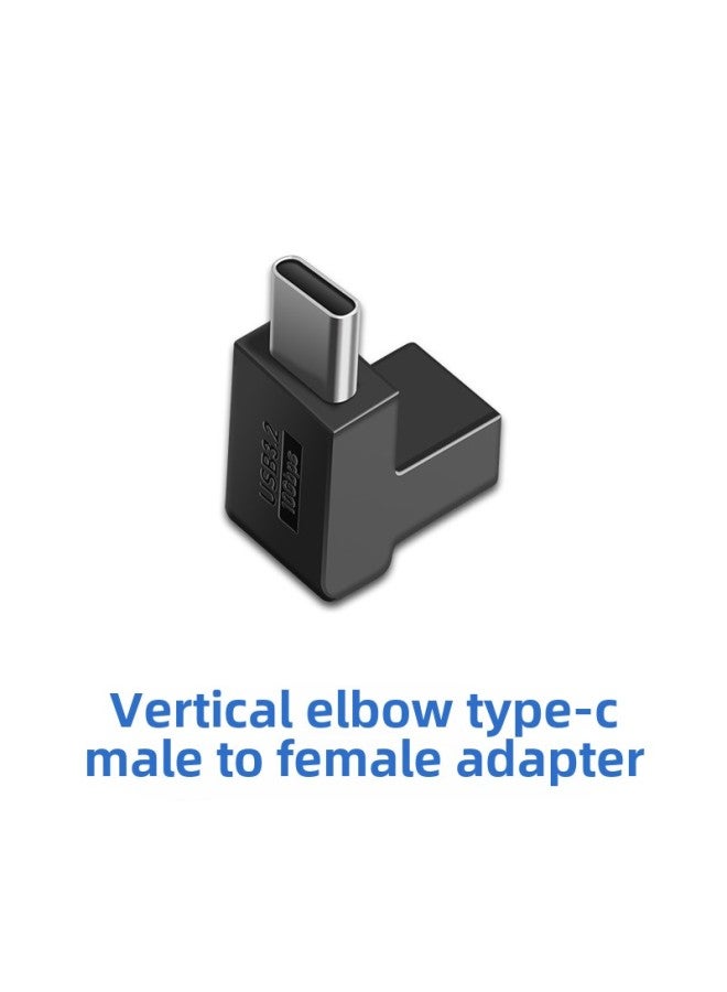 TypeC Adapter Typec Male-to-female Mobile Phone OTG Tablet PC Female-to-female Data Cable Extended 90 Degrees L-shaped-Color:Type—c Female To Type—c Male 【three-dimensional Bend】-2 Pieces - Image 1