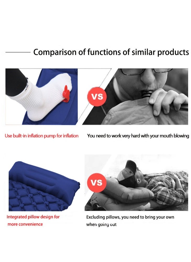 XiuWoo Ultralight Inflatable Sleeping Mat, Foldable Camping Sleeping Pad, Outdoor Waterproof Camping Air Mattress with Pillow, Pump, Storage Bag for Camping, Backpacking, Hiking, Tent Traveling  - Image 3