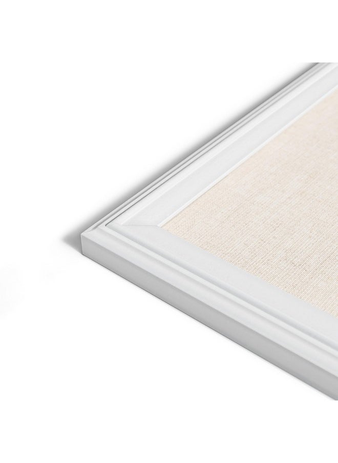 U Brands - Farmhouse Bulletin Board, Linen Covered Corkboard With White Wood Frame, 30" X 20" (6711U00-01) - Image 1