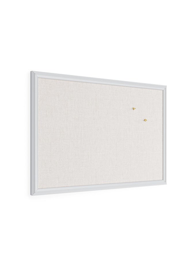 U Brands - Farmhouse Bulletin Board, Linen Covered Corkboard With White Wood Frame, 30" X 20" (6711U00-01) - Image 1
