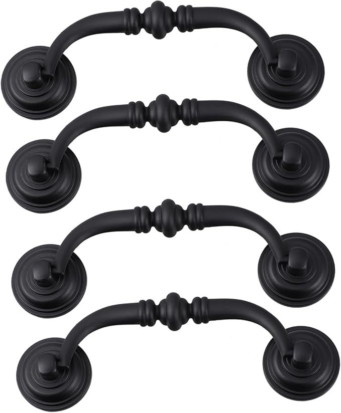 Black Vintage Drawer Pulls Antique Cabinet Handles Easy Install Furniture Accessories - Image 1