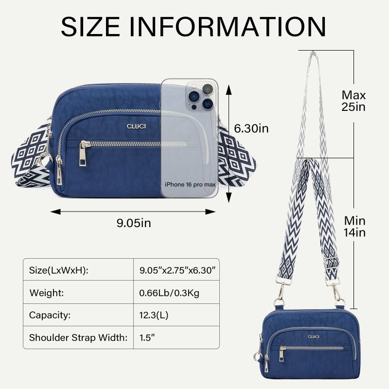 CLUCI Crossbody Bags for Women Travel,Anti Theft Crossbody Bag,Nylon Crossbody Purse,Lightweight Convertible Belt Bag RFID - Image 5