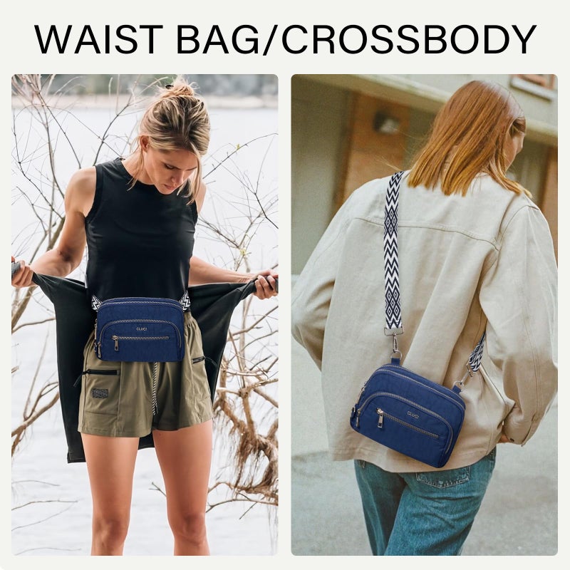 CLUCI Crossbody Bags for Women Travel,Anti Theft Crossbody Bag,Nylon Crossbody Purse,Lightweight Convertible Belt Bag RFID - Image 2