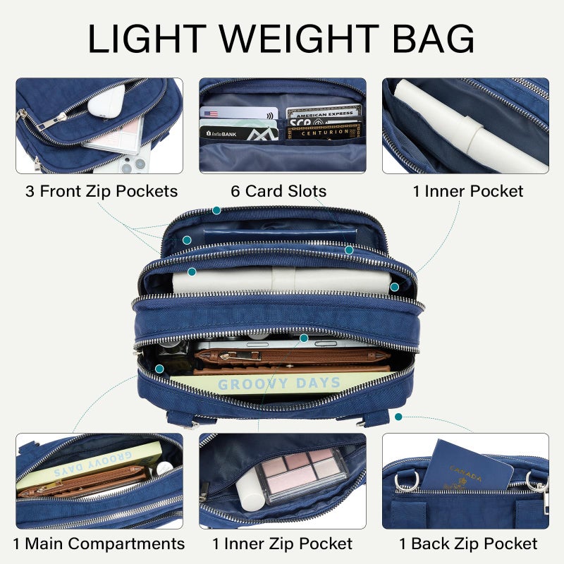 CLUCI Crossbody Bags for Women Travel,Anti Theft Crossbody Bag,Nylon Crossbody Purse,Lightweight Convertible Belt Bag RFID - Image 3