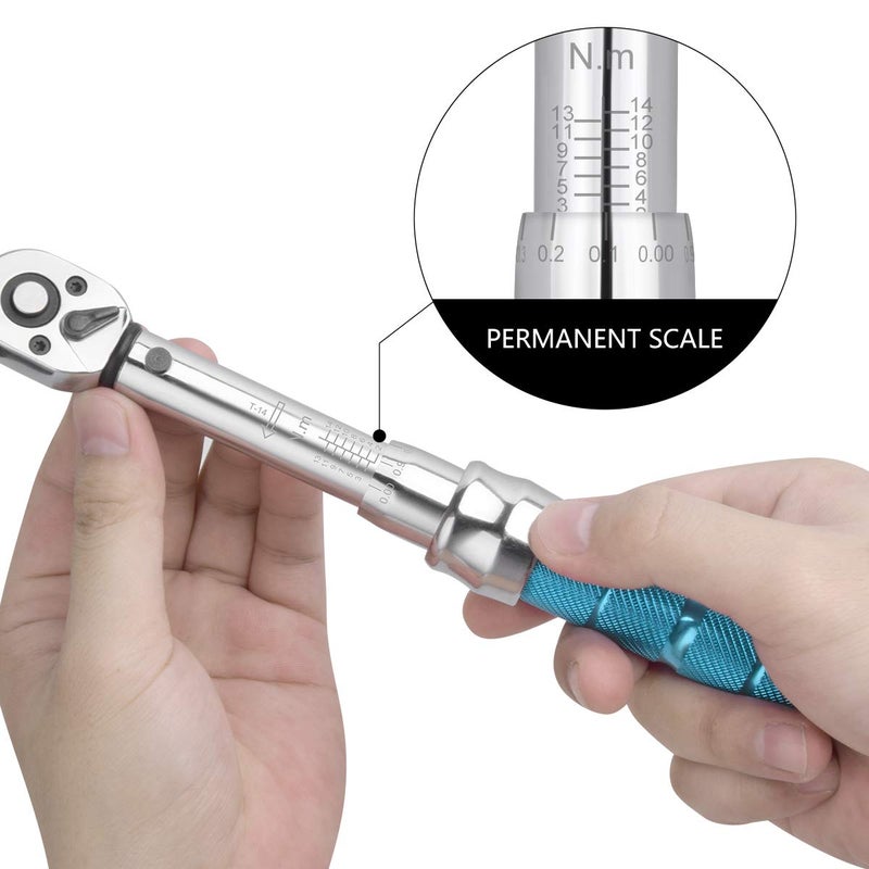 COTOUXKER Bike Torque Wrench Set, 1/4 Inch Drive Torque Wrench 2 to 14 Nm Bicycle Tool Kit for MTB Mountain Road Bikes with Allen Key, Torx Sockets, Extension Bar - Image 5