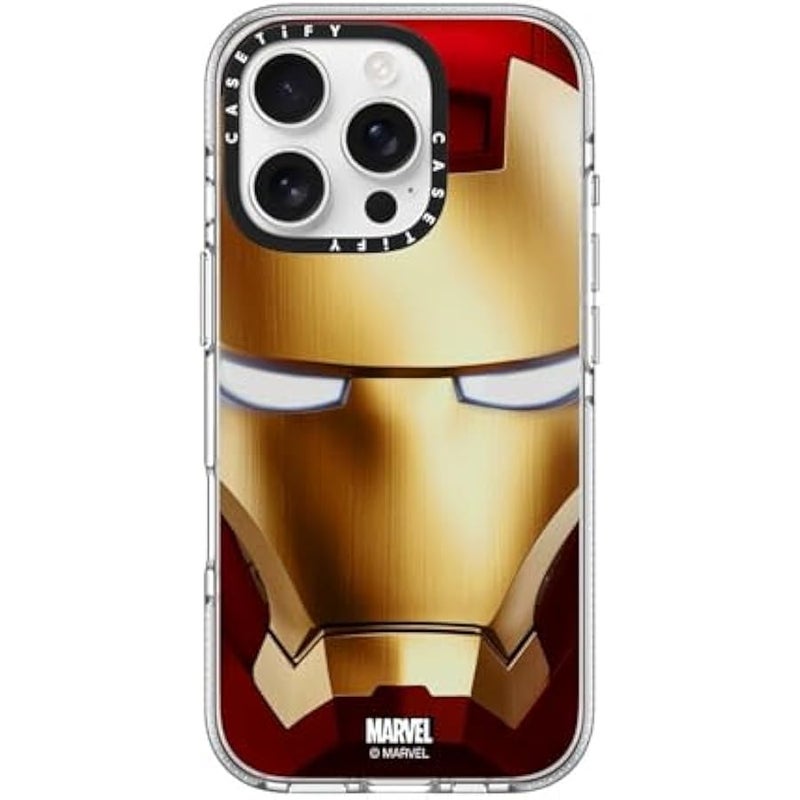 Casetify Clear iPhone 16 Pro Case 【Iron Man Co-Lab/Not Yellowing / 6.6ft Drop Protection/Compatible with Magsafe】 - Iron Man Hero Mask - Clear - Image 1