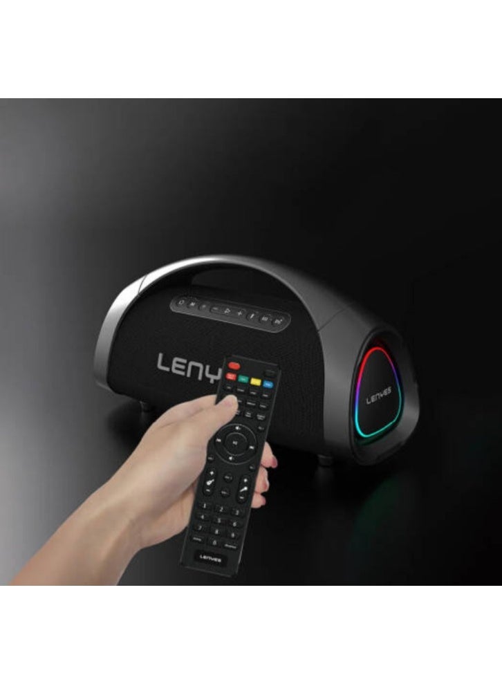 Lenyes S873 400W Portable Bluetooth Party Speaker with 2 Wireless Microphones, RGB Lights - Image 4