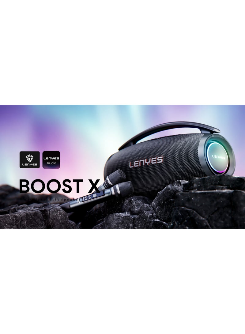 Lenyes S873 400W Portable Bluetooth Party Speaker with 2 Wireless Microphones, RGB Lights - Image 1