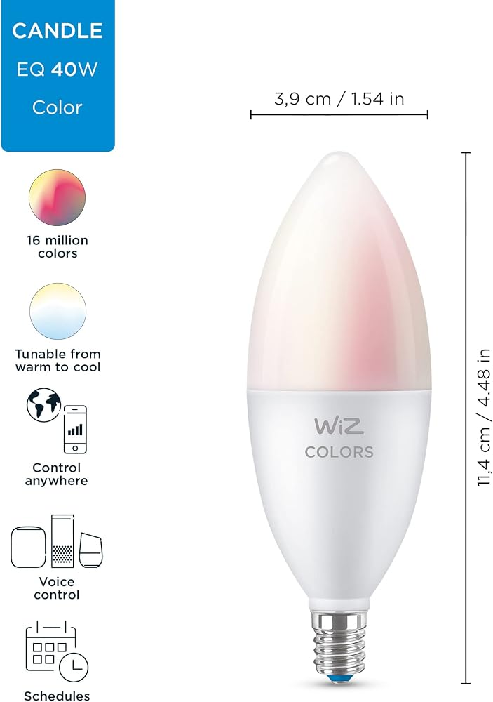 WIZ Smart Bulb WFB 40W C37 E14 922-65 RGB 1CT/6 Ideal for homes and offices for decorative and everyday lighting EAN 8719514550933 Power 4.9 W; 40 equivalent; 470 lm; 95 lm/W - Image 2