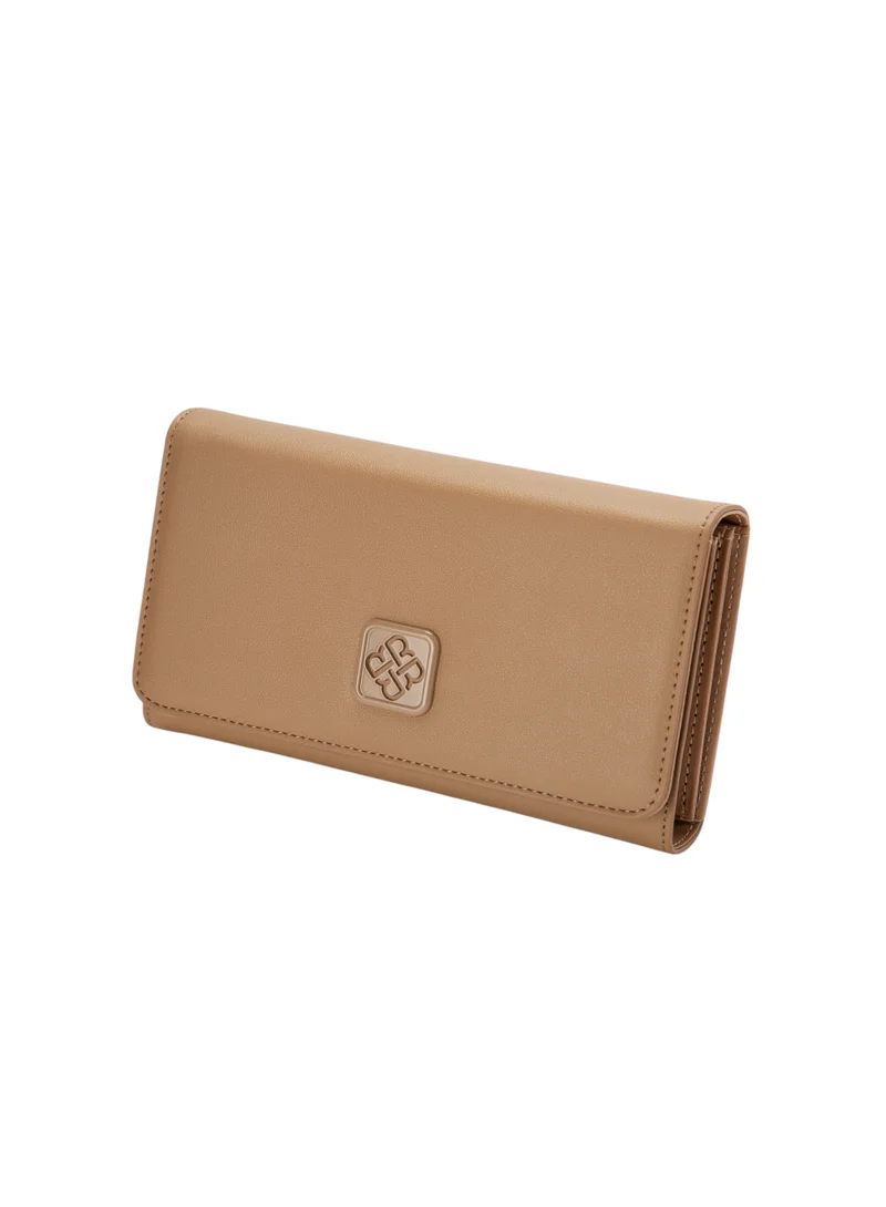 Bata Textured Tri-Fold Wallet Beige