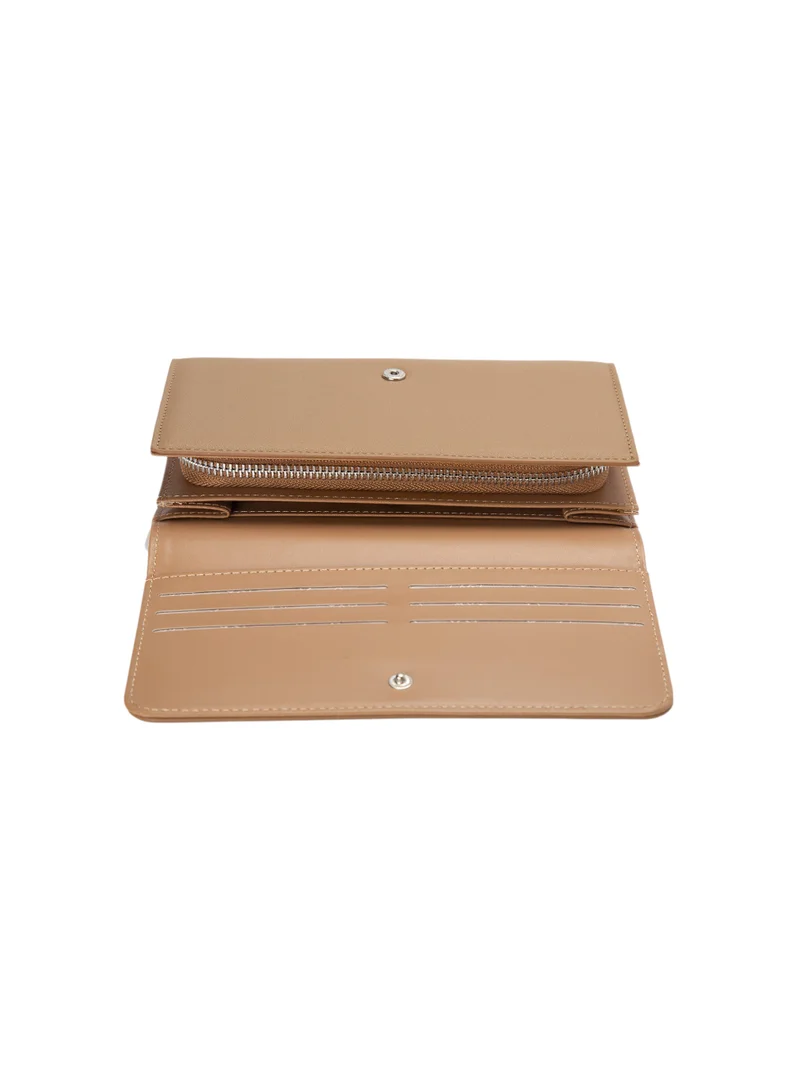 Bata Textured Tri-Fold Wallet Beige