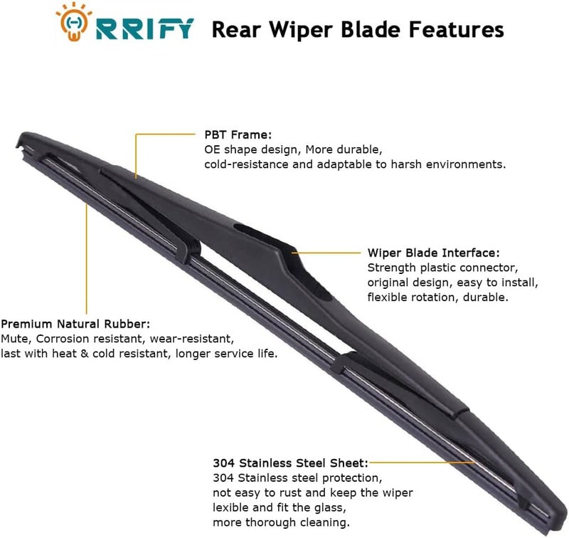 ORRIFY Rear Windshield Wiper Arm Blade Set 68002490AB for Jeep Wrangler 2007-2017, JK 2018 - Image 4