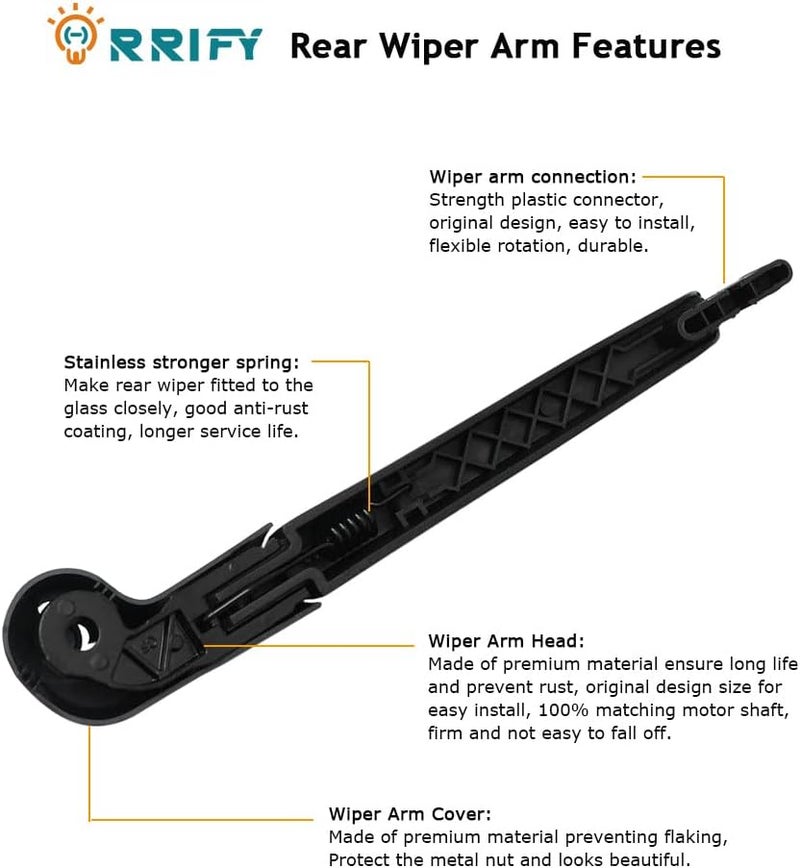 ORRIFY Rear Windshield Wiper Arm Blade Set 68002490AB for Jeep Wrangler 2007-2017, JK 2018 - Image 3