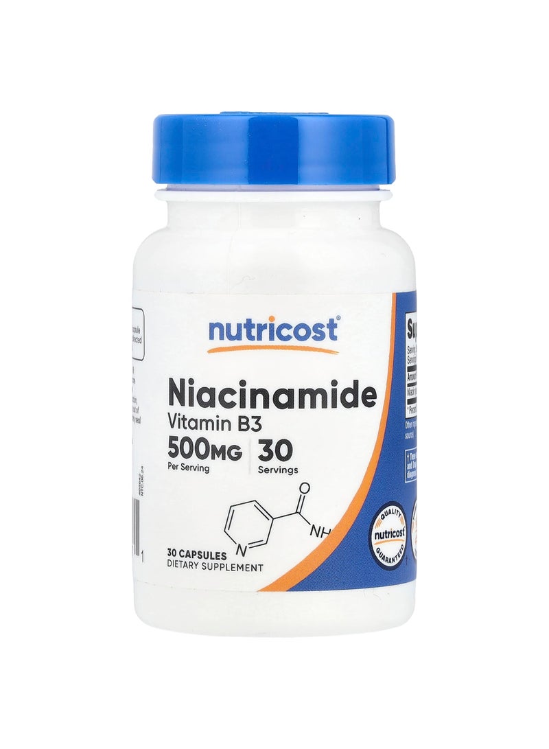Niacinamide, 500 mg, 30 Capsules