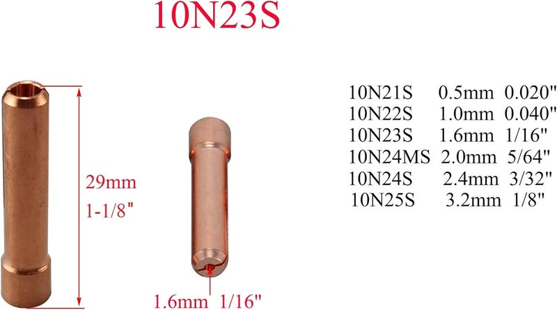 RIVERWELD TIG Gas Lens Stubby Collet Body 45V25S 10N23S 1/16'' 1.6mm Kit for DB SR WP 17 18 26 TIG Welding Torch 10pcs - Image 3