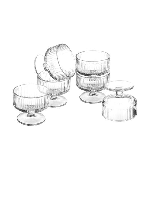 A set of 6-piece clear glass ice cream serving bowls Capacity 185 mm