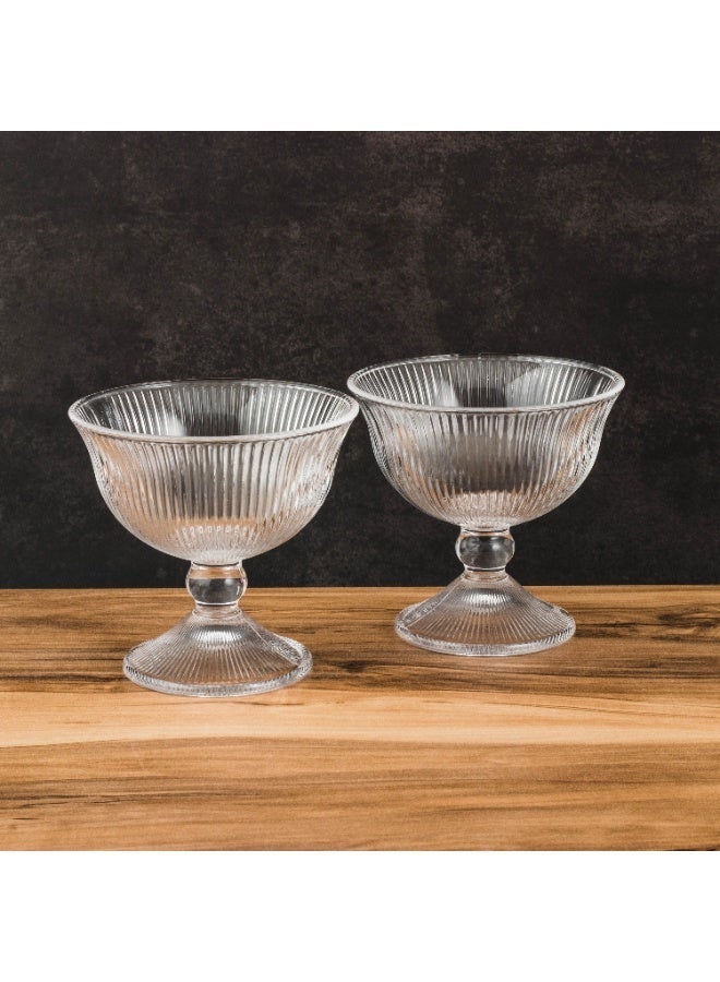 إيليجانت 🍨 طقم كاسات زجاج مخطط للزبادي والآيسكريم وسلطات الفواكه – 6 قطع | 185 مل ✨ - Image 2