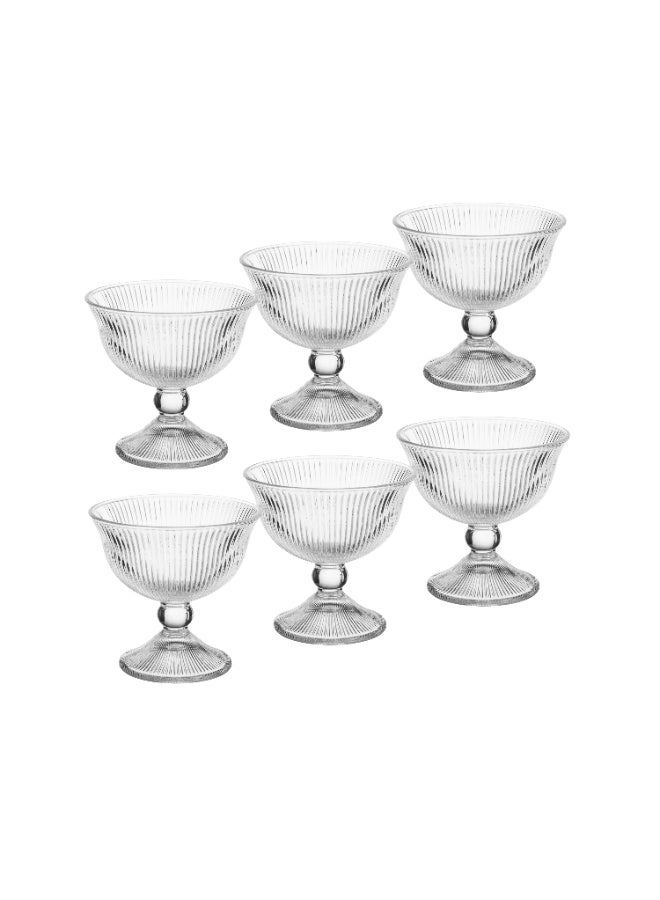 إيليجانت 🍨 طقم كاسات زجاج مخطط للزبادي والآيسكريم وسلطات الفواكه – 6 قطع | 185 مل ✨ - Image 5