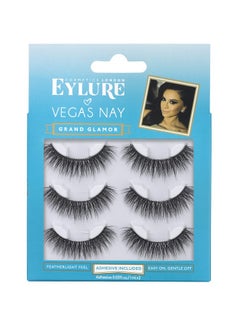 EYLURE Eylure Vegas Nay Grand Glamour, Multi Pack, Reusable, Adhesive Included, 3 Pairs, 0.07 Ounce 