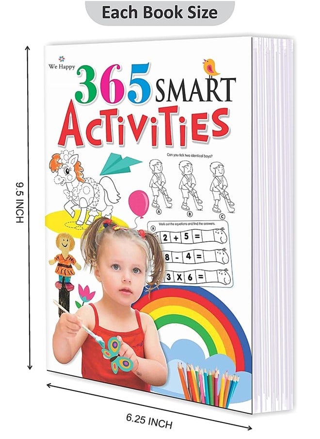 We Happy - Pack of 4 365 Mega Smart Coloring and Activities Books Educational and Fun Learning Activity for Kids with different Challenges Drawings and Enjoyable Games - Image 1