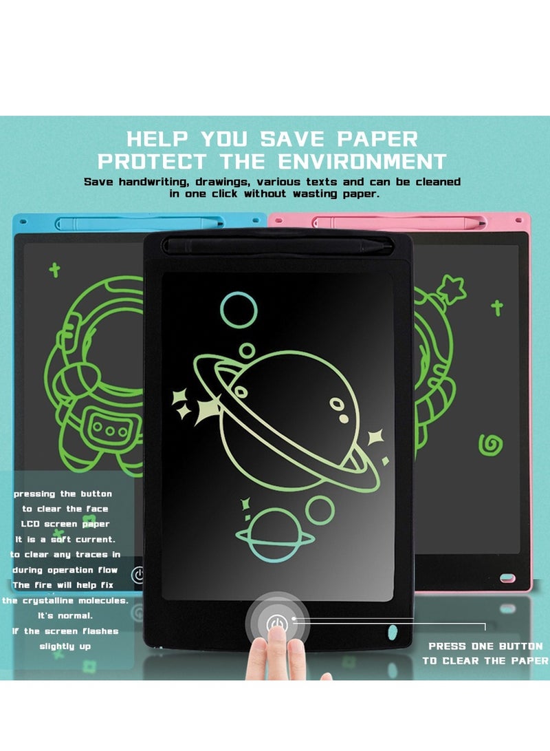 تابلت كتابة إل سي دي، لوحة رسم ملونة، ألعاب تعليمية للأولاد والبنات، وردي، 12 بوصة - Image 3