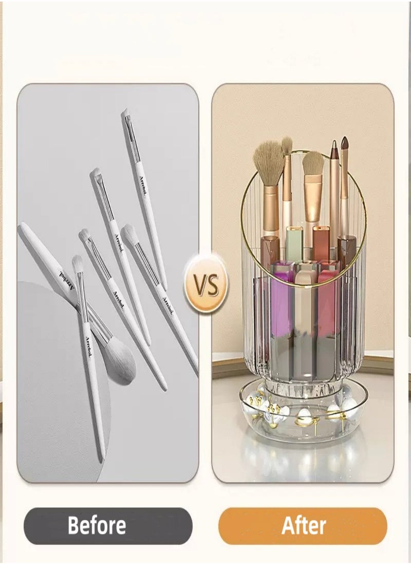 Generic 2Pcs Transparent Makeup Brush Organizer, Makeup Organizer，Storage Cup For Lipsticks,Comb,Beauty Tool In Vanity  Cute Desktop Brush Holder Easy to Hold ,Size (17×11) cm  - Image 5