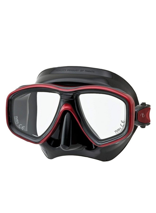 TUSA M212 Freedom Ceos Scuba Diving Mask Black/Metallic Dark Red - Image 1