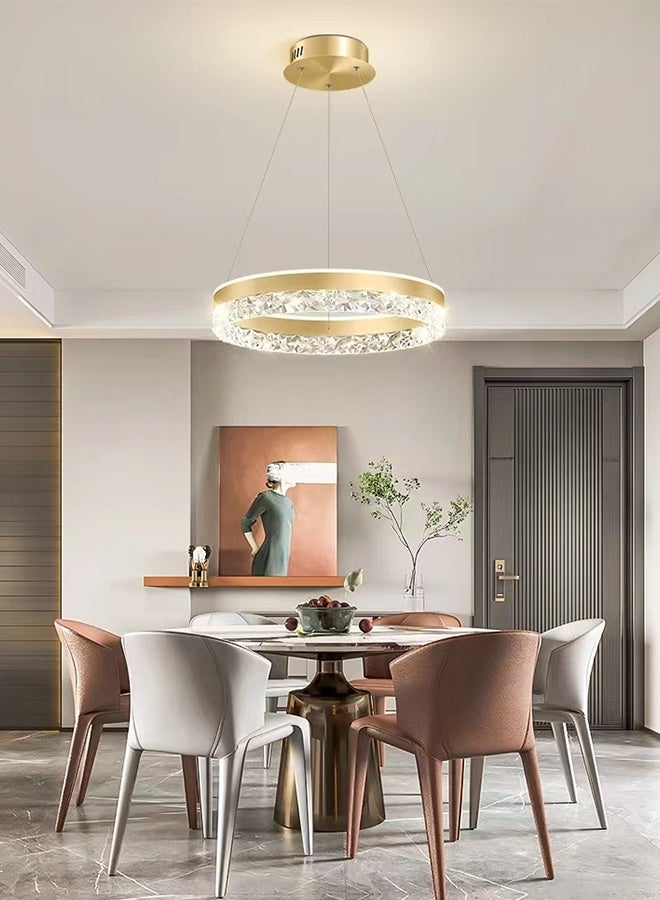 Modern Chandelier Simple Study Round Chandelier LED Light Source Three Color Dimmable Chandelier With Remote Control, Suitable For Living Room Office Cafe Library - Image 1